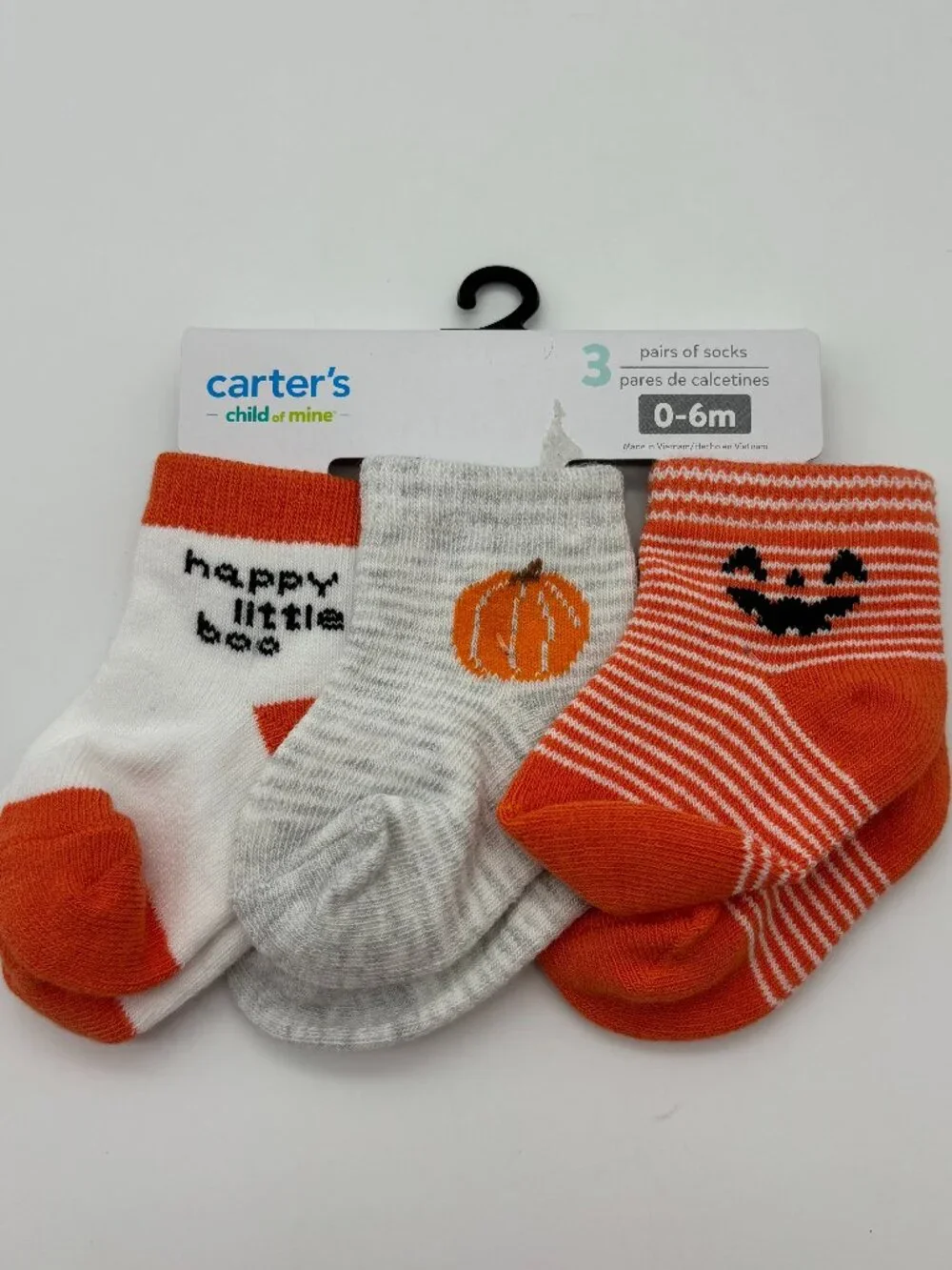 Carter's Baby Boys & Girls Halloween Pumpkin Crew Socks, 3-Pack, Size 0-6m NEW